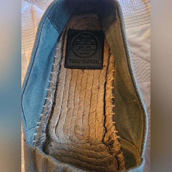 Tory Burch Weston Green Espadrille Flats with Canvas Top & Logo, Size 5.5 - Picture 5 of 8